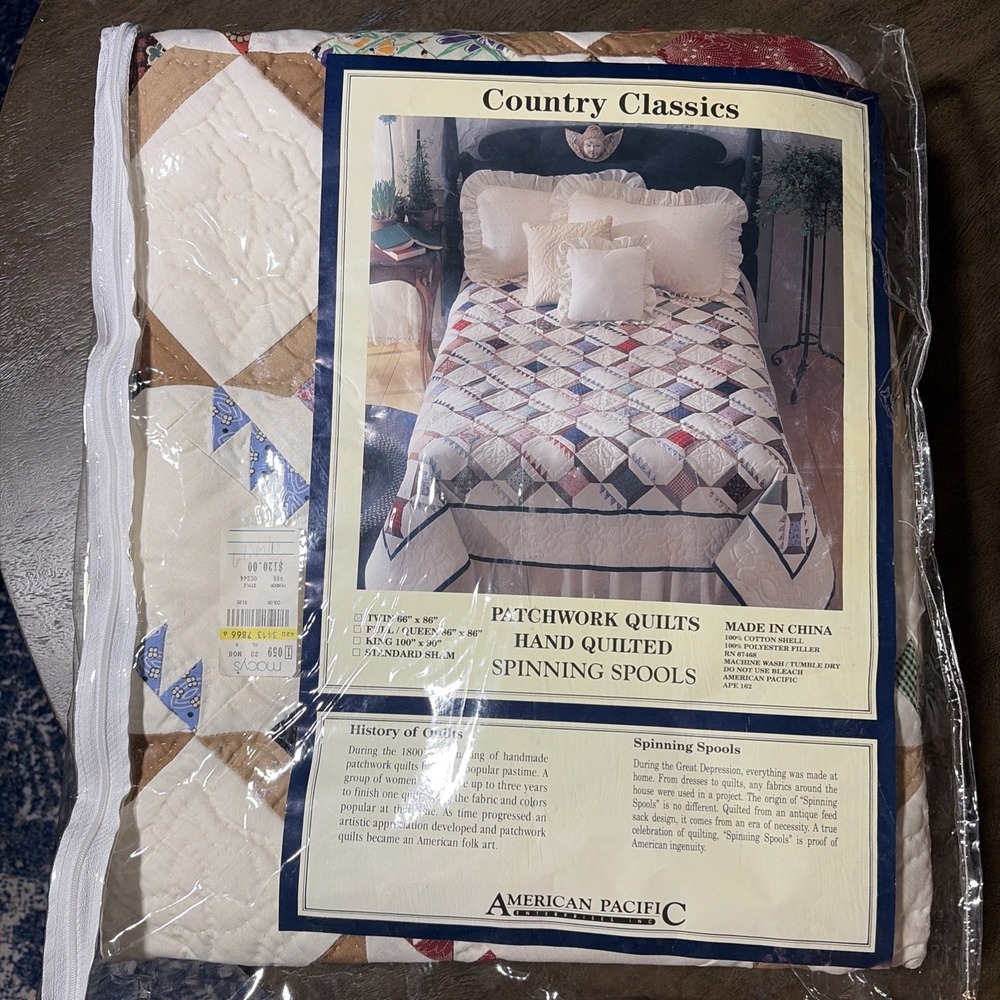 AMERICAN PACIFIC hand quilted  Patchwork Quilt Country Classics Twin 66 X 86